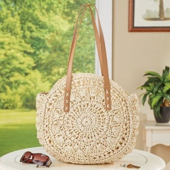 Cream Straw ShoulderTote Bag - Picture 4 of 8